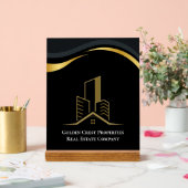 ラグジュアリーブラック&金ゴールドパーソナライズされたエステ実在ート アクリルサイン (ウェディング)