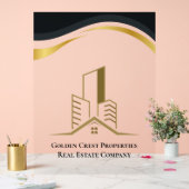 ラグジュアリーブラック&金ゴールドパーソナライズされたエステ実在ート アクリルサイン (ウェディング)