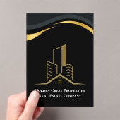 ラグジュアリーブラック&金ゴールドパーソナライズされたエステ実在ート アクリル招待状 (インサイチュ (ポータブル))