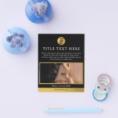 ラグジュアリーブラック&金ゴールドビジネスロゴマーケティング写真 チラシ (シングル)