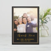 ラグジュアリーブラック&金ゴールドフレームフォトサンキューカード サンキューカード (スタンド正面)