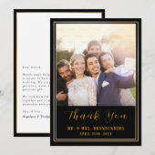 ラグジュアリーブラック&金ゴールドフレームフォトサンキューカード サンキューカード (正面/裏面)