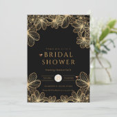 ラグジュアリーブラック&金ゴールドブライダルシャワー 招待状 (スタンド正面)