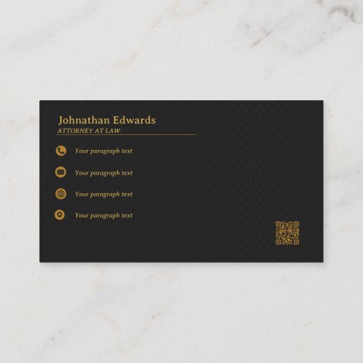 ラグジュアリーブラック&金ゴールドプロフェッショナル | エレガント 名刺 (裏面)