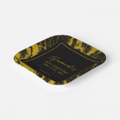 ラグジュアリーブラック&金ゴールドマーブルスウィート16誕生日 ペーパープレート (傾斜あり)