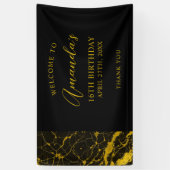 ラグジュアリーブラック&金ゴールドマーブルスウィート16誕生日 横断幕 (縦)