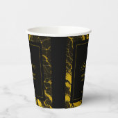 ラグジュアリーブラック&金ゴールドマーブルスウィート16誕生日 紙コップ (左)