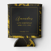 ラグジュアリーブラック&金ゴールドマーブルスウィート16誕生日 缶クーラー (正面)