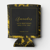 ラグジュアリーブラック&金ゴールドマーブルスウィート16誕生日 缶クーラー (裏面)