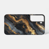 ラグジュアリーブラック&金ゴールドマーブルフォンケース SAMSUNG GALAXYケース (裏面横)