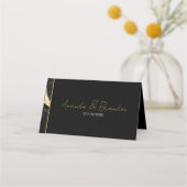 ラグジュアリーブラック&金ゴールドマーブル結婚ズ プレイスカード (裏面)