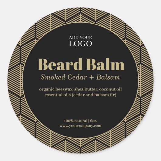 ラグジュアリーブラック&金ゴールドラウンド製品ラベル ラウンドシール (正面)