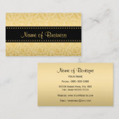 ラグジュアリーブラック&金ゴールドヴィンテージフローラダマスク 名刺 (正面/裏面)