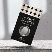 ラグジュアリーブラック&金ゴールド幾何学的サロン&スパ写真 名刺