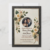 ラグジュアリーブラック&金ゴールド結婚式招待状 招待状 (正面)