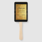 ラグジュアリーブラック&金ゴールド結婚式 プログラムとタイムライン ハンドファン (裏面)