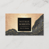 ラグジュアリーブラック&金ゴールド美しいサロンスパ 名刺 (正面)