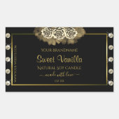 ラグジュアリーブラック&金ゴールド製品ラベルバラダイヤモンド 長方形シール (正面)