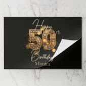 ラグジュアリーブラック&金ゴールド50th誕生日ランチョンマット ペーパーパッド (折り畳み)