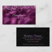 ラグジュアリーブルガンディワイングリッターメイクアップアーティスト 名刺 (正面/裏面)