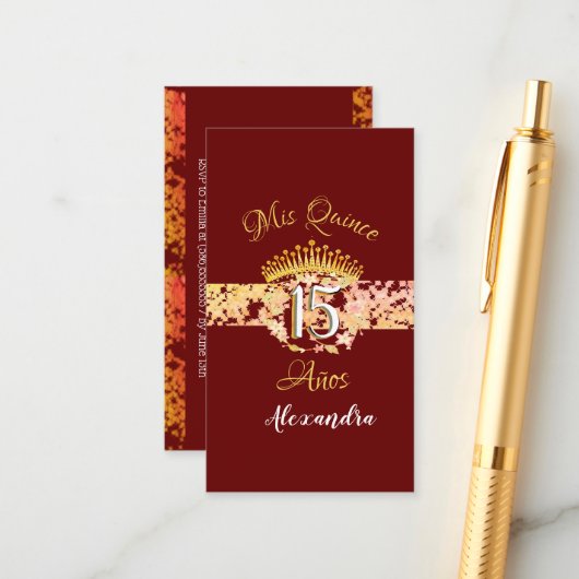 ラグジュアリーブルグンディエレガントキンセニェラスペインの エンクロージャーカード (正面/裏面インサイチュ)