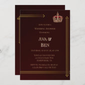 ラグジュアリーブルゴーニュと金ゴールドフローリズ結婚ズ 招待状 (正面/裏面)