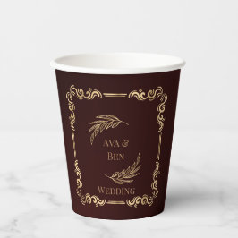 ラグジュアリーブルゴーニュと金ゴールドフローリズ結婚ズ 紙コップ