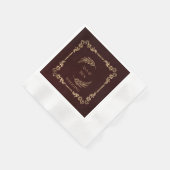 ラグジュアリーブルゴーニュと金ゴールドフローリズ結婚ズ 縁ありカクテルナプキン (角)