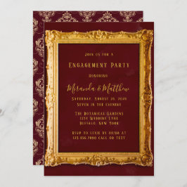 ラグジュアリーブルゴーニュと金ゴールド王室の婚約パーティ 招待状