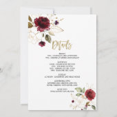 ラグジュアリーブルゴーニュフローラ金ゴールドバチェロレッテ週末 招待状 (裏面)