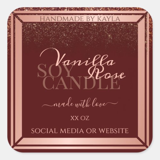 ラグジュアリーブルゴーニュ製品の包装ラベルバラ金ゴールド スクエアシール (正面)