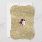 ラグジュアリーブルゴーニュ赤面フローラ金ゴールドファーストコミュニオン 招待状 (裏面)