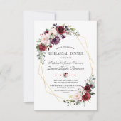 ラグジュアリーブルゴーニュ赤面フローラ金ゴールドリハーサルディナー 招待状 (正面)