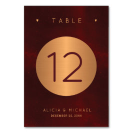 ラグジュアリーブルゴーニュ金ゴールドグリッターエレガントな結婚式 テーブルナンバー