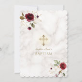 ラグジュアリーブルゴーニュ金ゴールドフラワーズマーブルバプテスマ 招待状 (裏面)