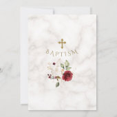 ラグジュアリーブルゴーニュ金ゴールドフローラクロスマーブルバプテスマ 招待状 (裏面)