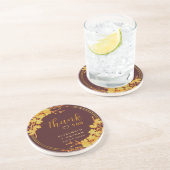 ラグジュアリーブルゴーニュ金ゴールドフローラ結婚ズサンキュー コースター (側面)