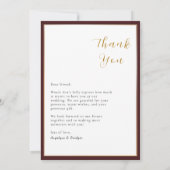 ラグジュアリーブルゴーニュ&金ゴールドフレームフォトサンキューカード サンキューカード (裏面)