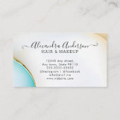 ラグジュアリーブルーとホワイト金ゴールドアクセントAgate Marble ロイヤリティカード (裏面)