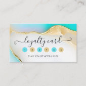 ラグジュアリーブルーとホワイト金ゴールドアクセントAgate Marble ロイヤリティカード (正面)