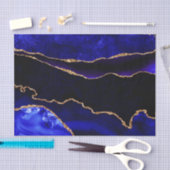 ラグジュアリーブルーと金ゴールドグリッターアゲートハッピーバースデー 薄葉紙 (クラフト)