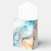 ラグジュアリーブルーと金ゴールドマーブル結婚式の引き出物ボックス フェイバーボックス (オープン)