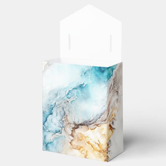 ラグジュアリーブルーと金ゴールドマーブル結婚式の引き出物ボックス フェイバーボックス (オープン)