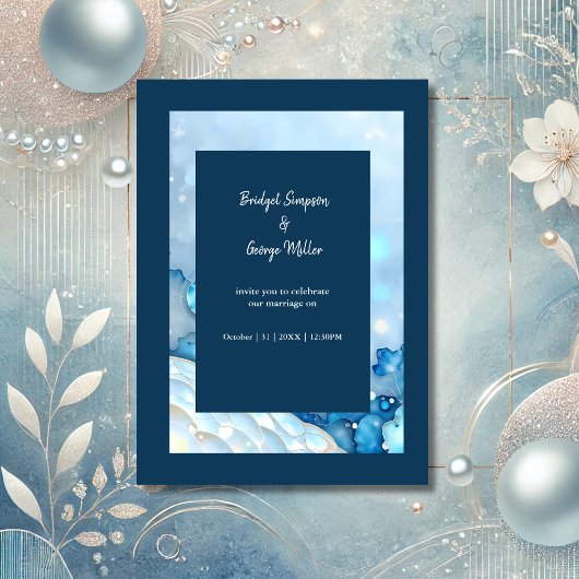 ラグジュアリーブルーウォーターカラー抽象芸術真珠光沢