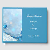 ラグジュアリーブルーウォーターカラー抽象芸術真珠光沢 ゲストブック (正面)