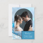 ラグジュアリーブルーウォーターカラー抽象芸術真珠光沢 サンキューカード (正面)