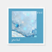 ラグジュアリーブルーウォーターカラー抽象芸術真珠光沢 スタンダードカクテルナプキン (正面)