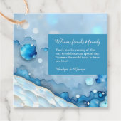 ラグジュアリーブルーウォーターカラー抽象芸術真珠光沢 フェイバータグ (正面)