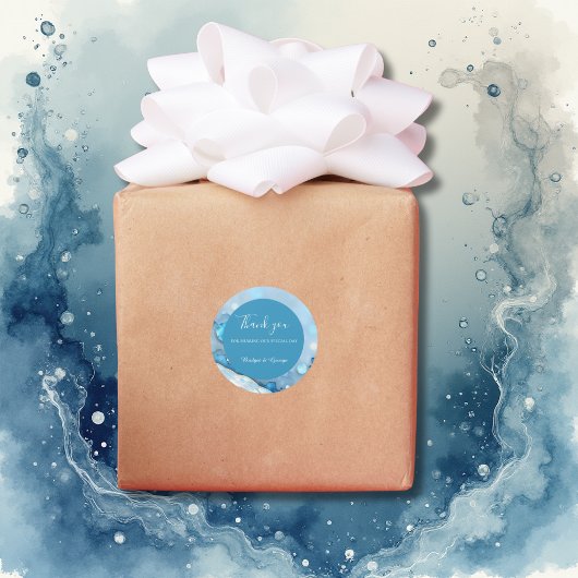 ラグジュアリーブルーウォーターカラー抽象芸術真珠光沢 ラウンドシール