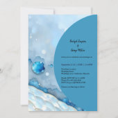 ラグジュアリーブルーウォーターカラー抽象芸術真珠光沢 招待状 (正面)